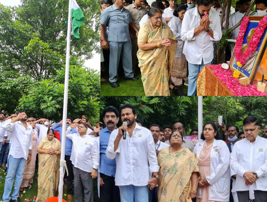 Chiranjeevi Family At Blood Bank For Flag Hoisting
